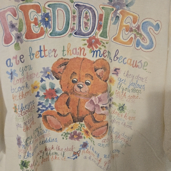 Vintage TEDDIES Are Better Than Men because T Shirt Womens XL Fox Tees Aruba - Picture 3 of 8